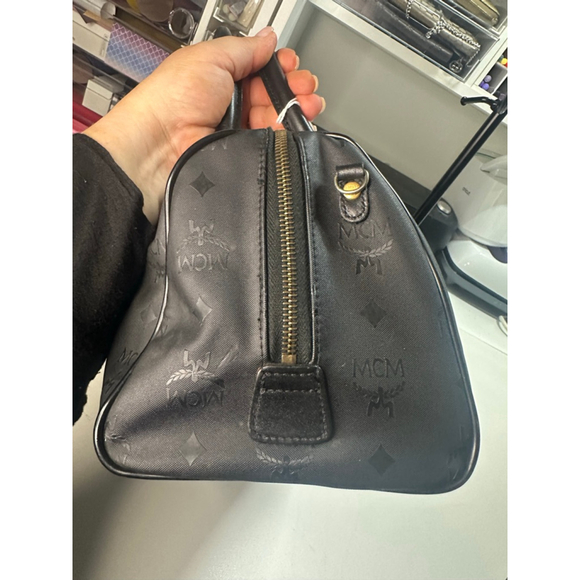 Women's MCM Boston Bag Black/Gold Monogram Size One Size - Picture 4 of 11